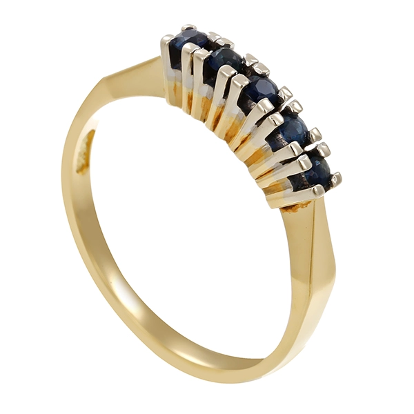 Ring, 14K, Gelb-/Weißgold, Saphir