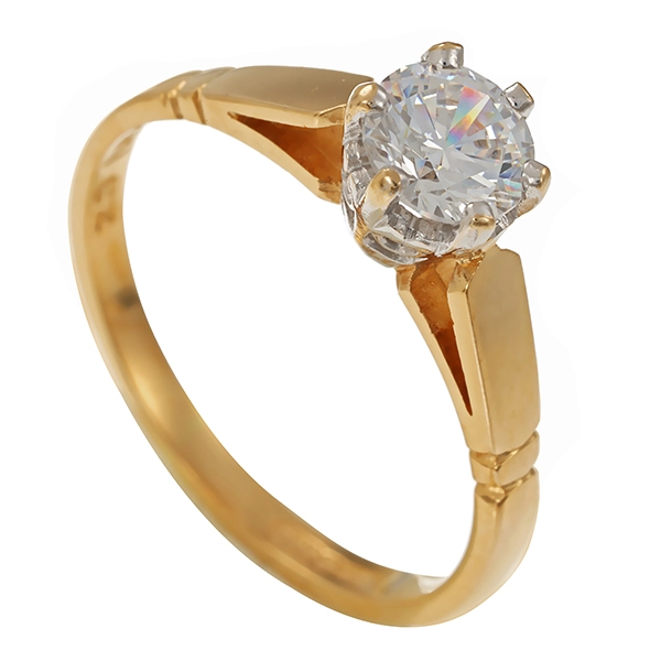 Ring, 14K, Gelbgold, Zirkonia