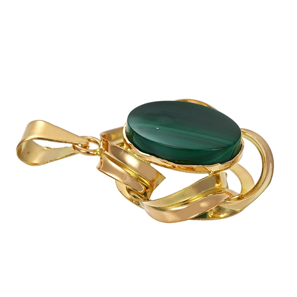 Anhänger, 18K, Gelbgold, Malachit