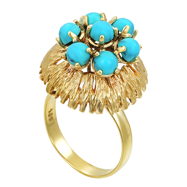 Ring, 14k, Gelbgold, Türkis