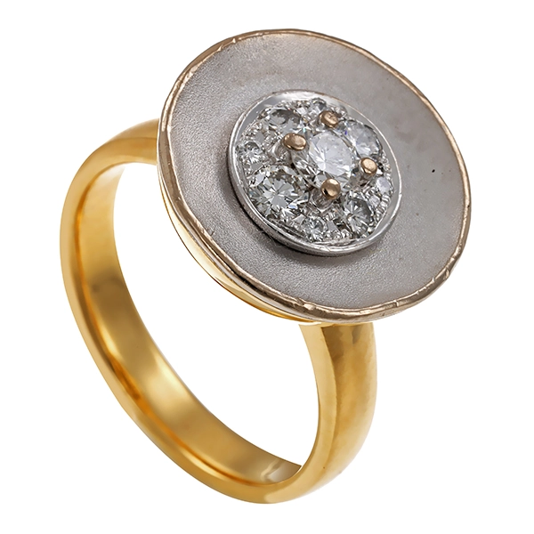 Ring, 18K, Gelb-/Weißgold, Brillanten