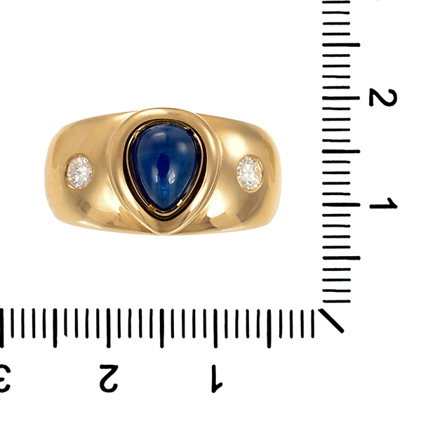 Ring, 18K, Gelbgold, Saphir, Brillanten