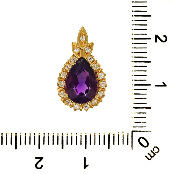 Anhänger, 14K, Gelbgold, Amethyst, Brillant