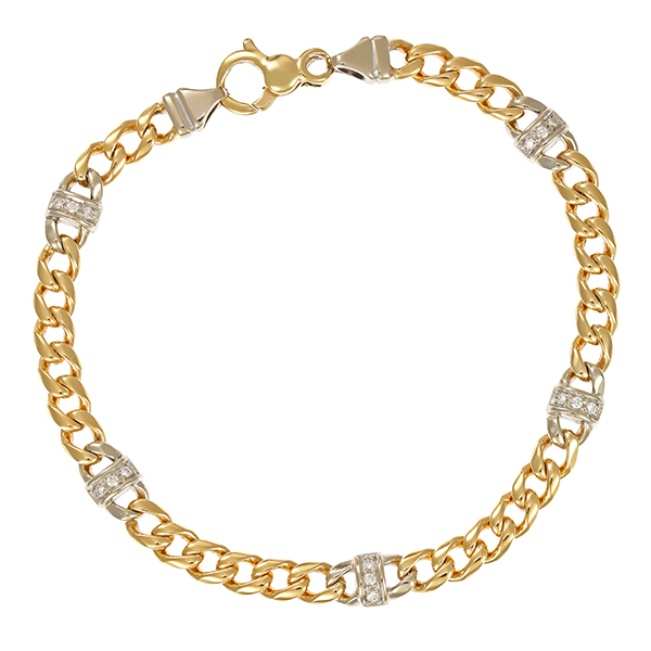 Armband, 14K, Gelb-/Weißgold, Brillanten
