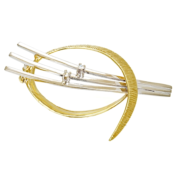 Brosche, 14K, Gelb-/Weißgold, Diamant