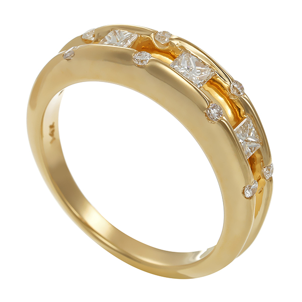 Ring, 14K, Gelbgold, Brillanten, Diamanten