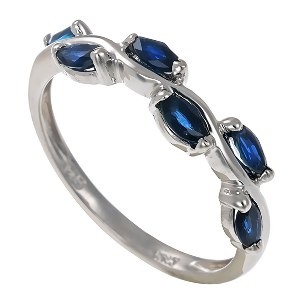 Ring, 14K, Weißgold, Saphir