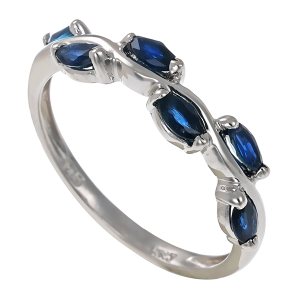 Ring, 14K, Weißgold, Saphir