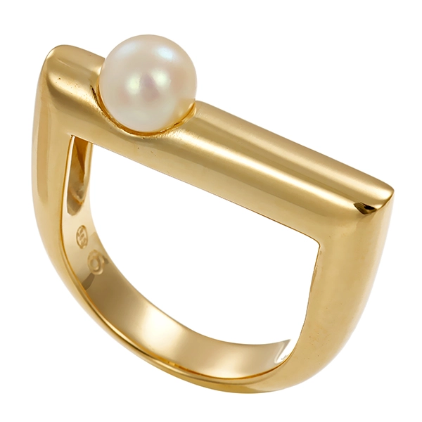 Ring, 14K, Gelbgold, Perle