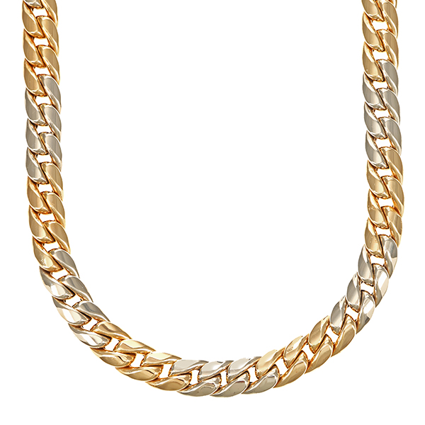 Kette, 14K, Gelb-/Weißgold, Panzer-