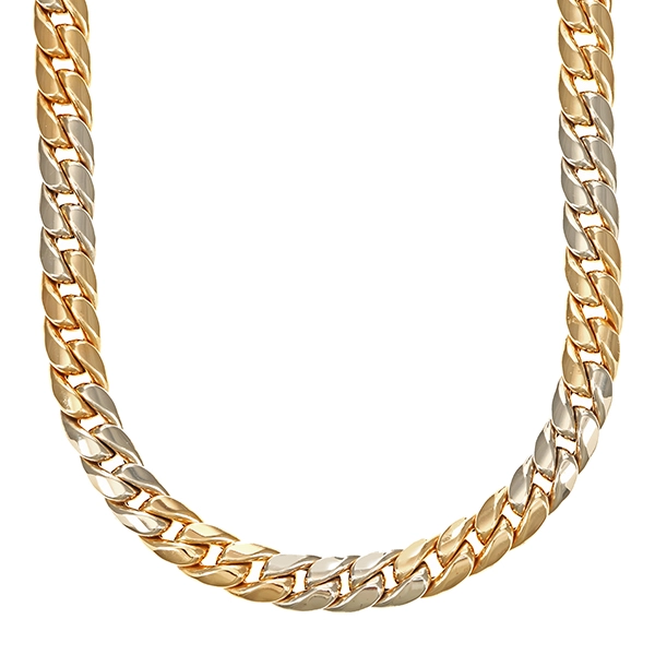 Kette, 14K, Gelb-/Weißgold, Panzer-