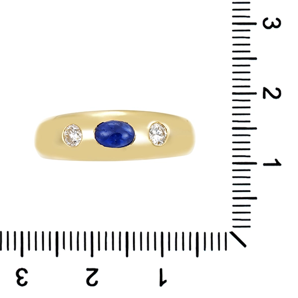 Ring, 14K, Gelbgold, Saphir, Brillanten