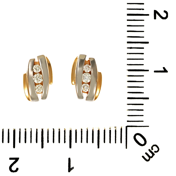 Ohrstecker, 9K, Gelb-/Weißgold, Brillanten