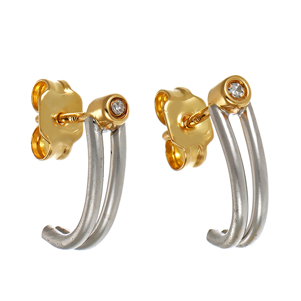 Steckcreolen, Platin/Gelbgold 18K, Diamanten