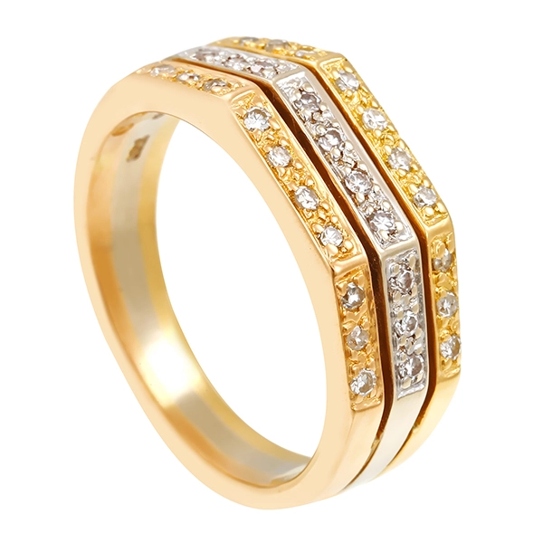 Diamantring, 18K, Rot-/Weiß-/Gelbgold, Diamanten