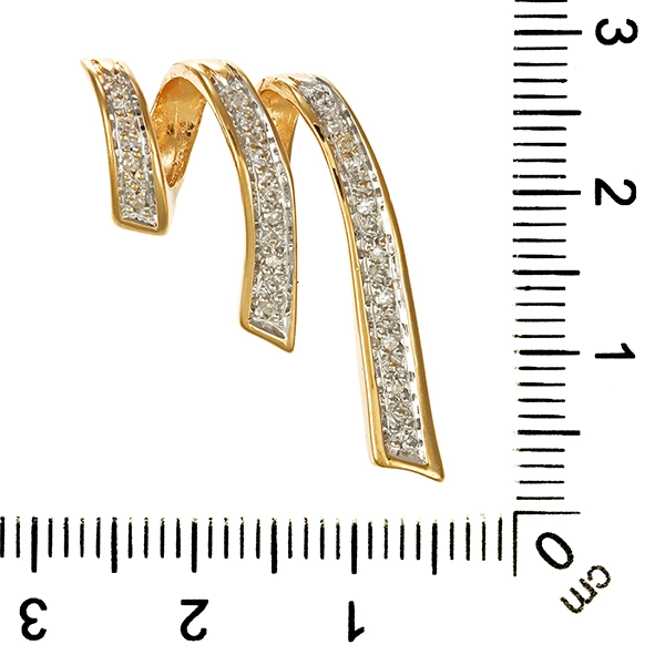 Anhänger, 14K, Gelb-/Weißgold, Diamanten