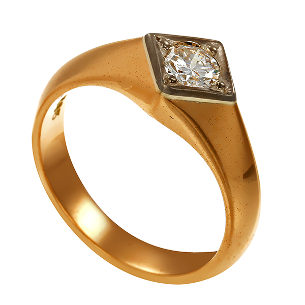 Diamantring, 14K, Gelb-/Weißgold, Brillant 0,45 ct