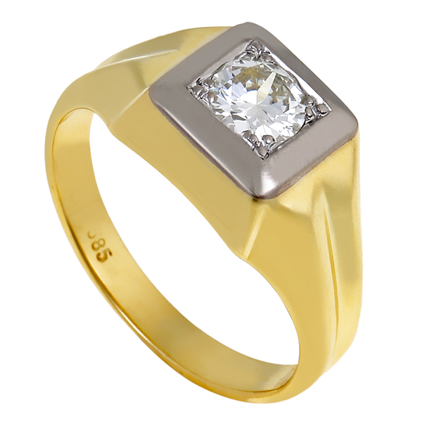 Diamantring, 14K, Gelb-/Weißgold, Brillant 0,52 ct