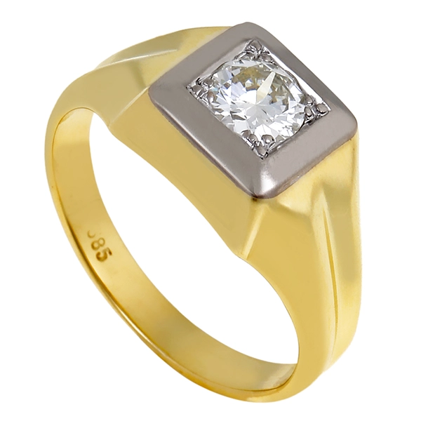 Diamantring, 14K, Gelb-/Weißgold, Brillant 0,52 ct