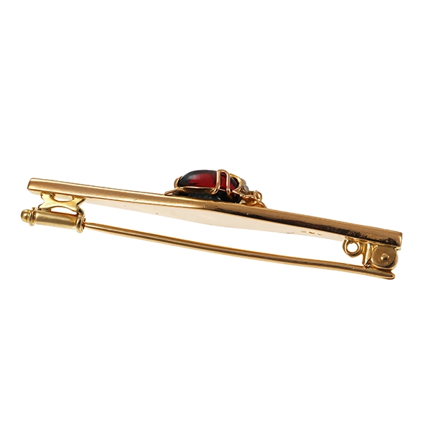 Brosche, 14K, Gelbgold, Perlen, Granat