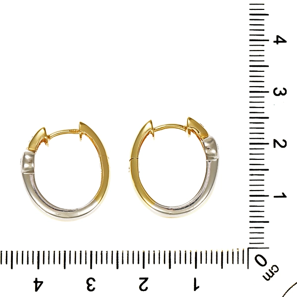 Creolen, 14K, Gelb-/Weißgold, Brillanten