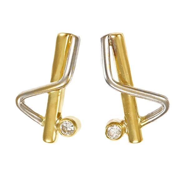 Ohrstecker, 14K, Gelb-Weißgold, 2 Brillanten
