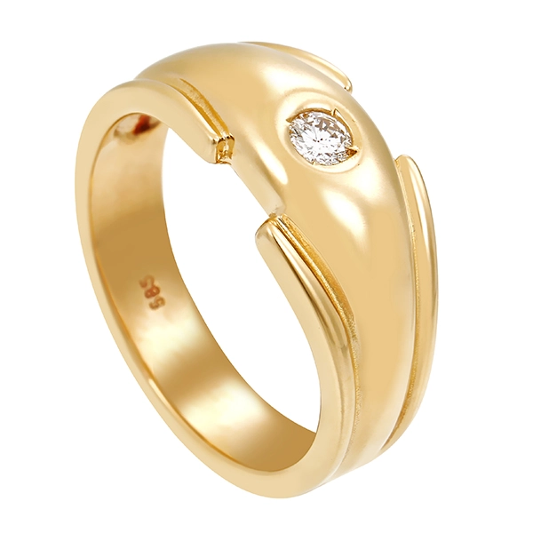 Diamantring, 14K, Gelbgold, Brillant 0,15 ct