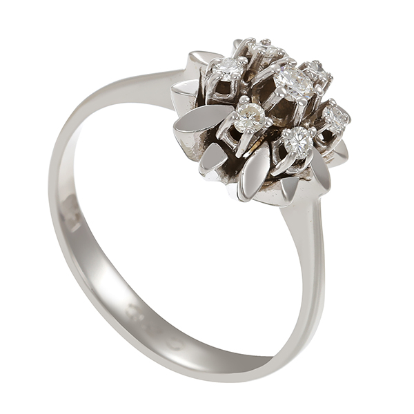 Brillantring, 14K, Weißgold, 7 Brillanten 0,20ct 