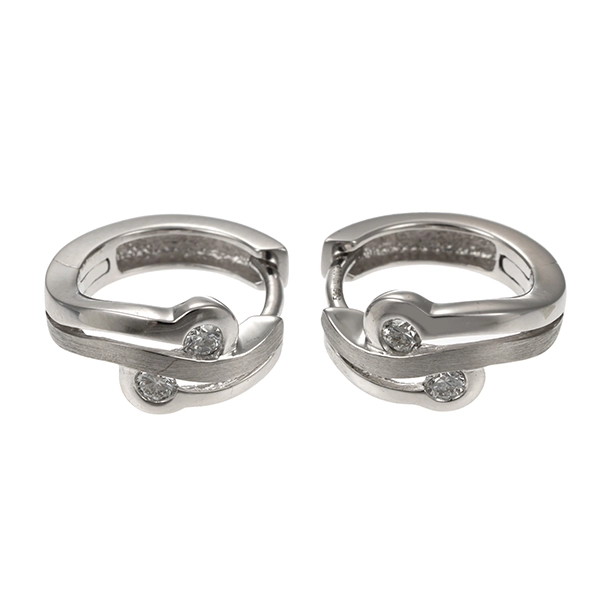 Creolen, 14K, Weißgold, Brillant