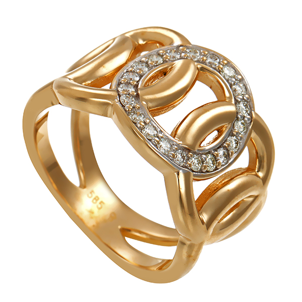 Diamantring, 14K, Gelb-/Weißgold, Brillanten 0,40 ct