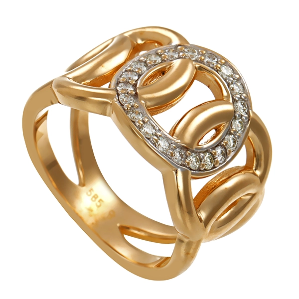 Diamantring, 14K, Gelb-/Weißgold, Brillanten 0,40 ct