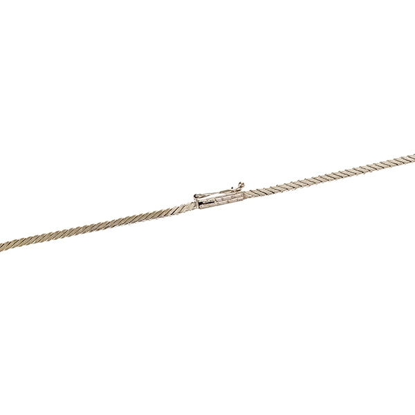 Collier, 14K, Weißgold, Mondstein, Saphir, Brillant