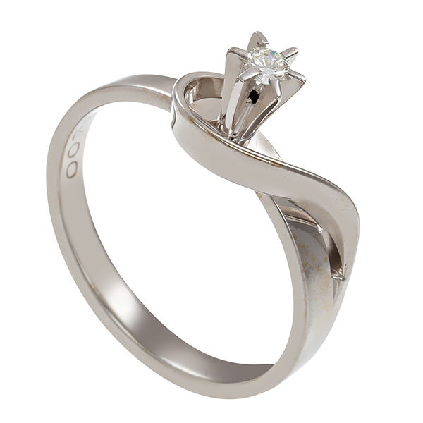 Diamantring, 14K, Weißgold, Diamant