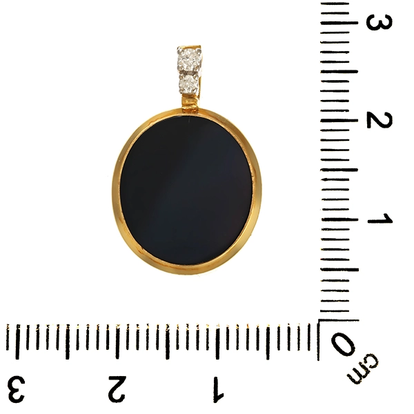 Anhänger, 14K, Gelbgold, Onyx, Brillant