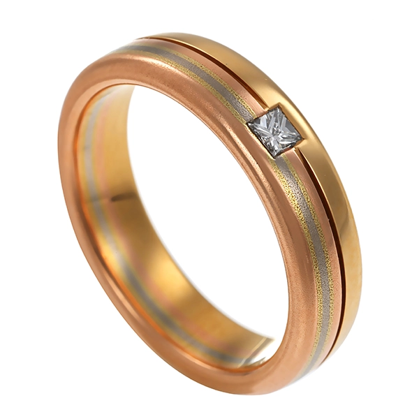 Diamantring, 14K, Rot-/Weiß-/Gelbgold, Diamant