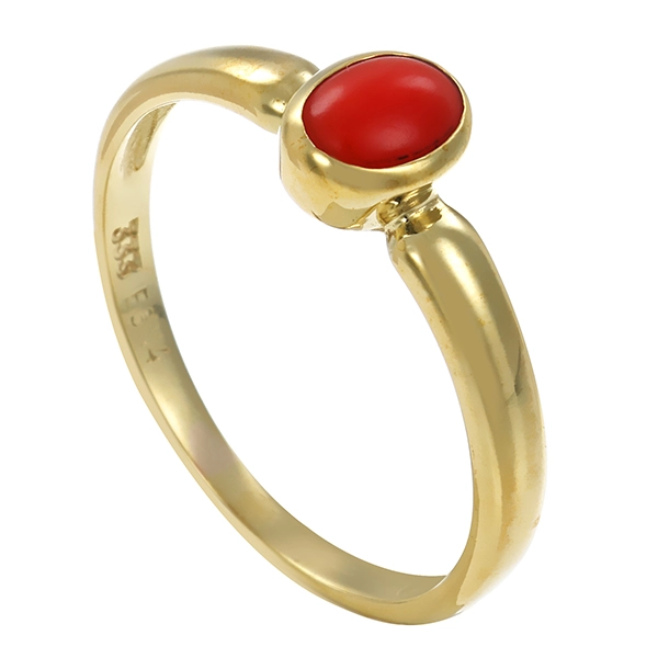 Ring, 8K, Gelbgold, Koralle