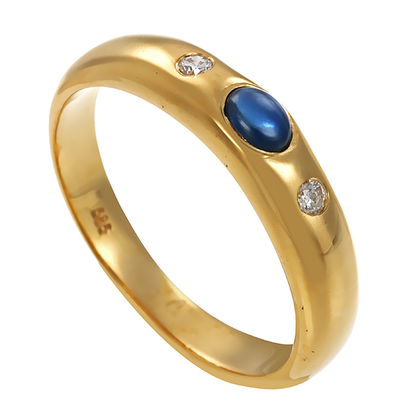 Ring, 14K, Gelbgold, Saphir, Brillanten