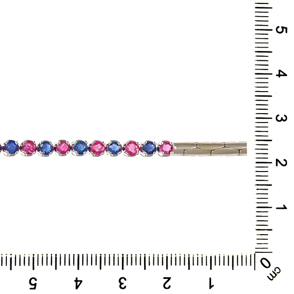 Armband, 18K, Weißgold, Rubine, Saphire