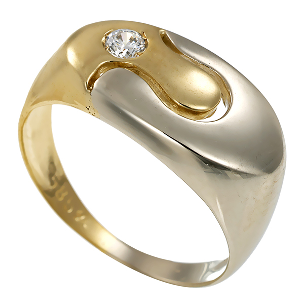 Ring, 14K, Gelb-/Weißgold, Zirkonia