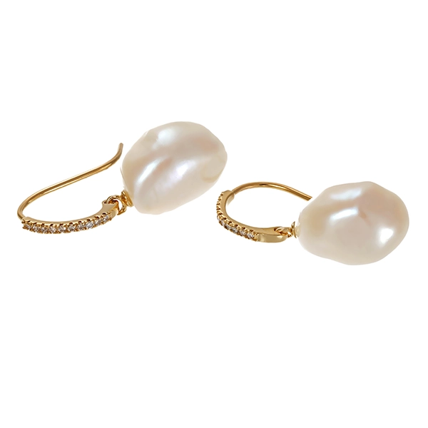 Ohrhänger, 14K, Gelbgold, Perlen, Brillanten