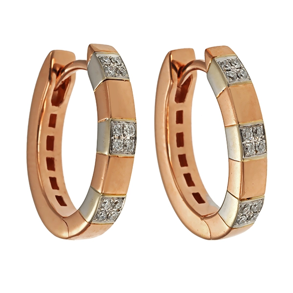 Creolen, 14K, Weiß-/Rotgold, Brillanten