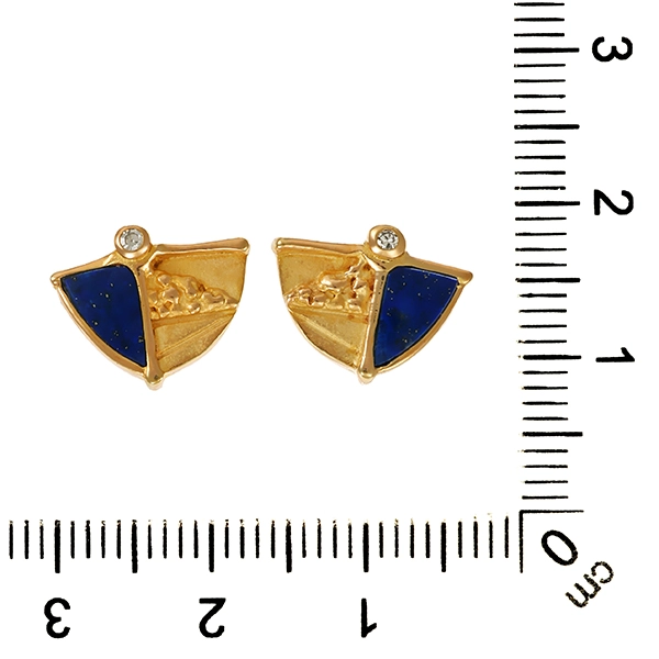 Ohrstecker, 8K, Gelbgold, Lapis, Diamanten