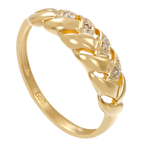 Ring, 14K, Gelb-/Weißgold, Diamanten