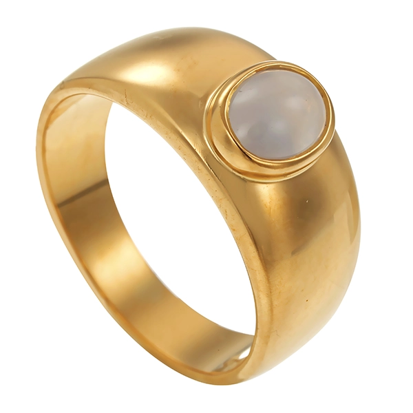 Ring, 18K, Gelbgold, synthetischer Sternsaphir