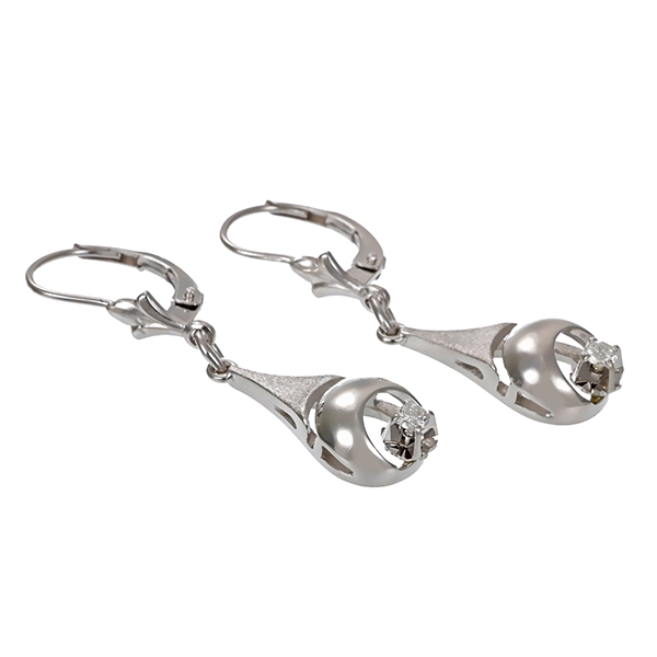Ohrhänger, 14K, Weißgold, 2 Brillanten 0,08ct