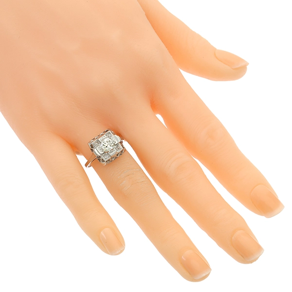 Diamantring, 14K, Weißgold, Diamant 0,75 ct, Diamantrosen