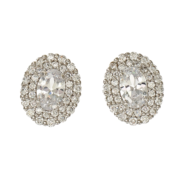 Ohrstecker, 18K, Weißgold, Zirkonia