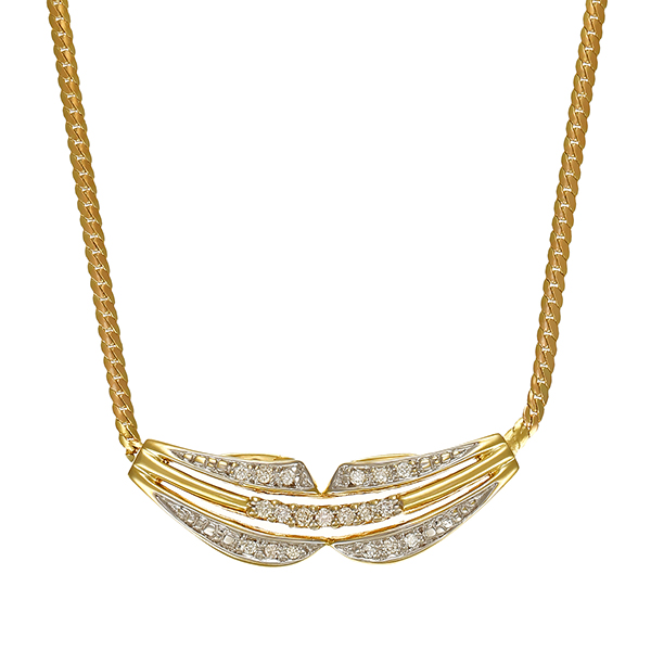 Collier, 14K, Gelb-/Weißgold, Brillant