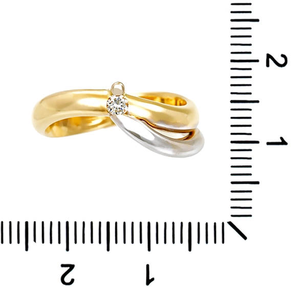 Diamantring, 18K, Gelb-/Weißgold, Brillant