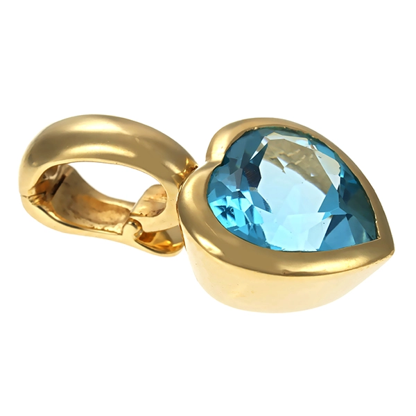 Anhänger, 14K, Gelbgold, Blautopas, Herz